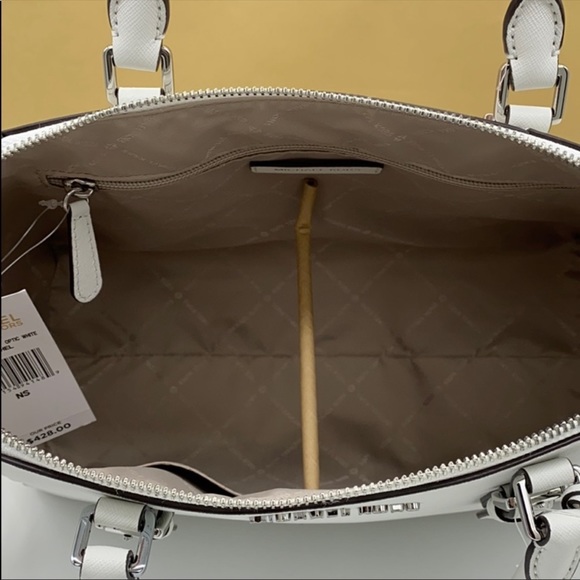 MICHAEL KORS CIARA LARGE TZ SATCHEL OPTIC WHITE - Picture 10 of 16